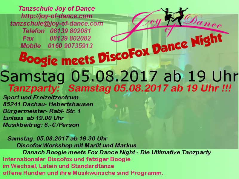 Boogie meets Discofox Tanzparty in Hebertshausen Boogie meets Discofox Tanzparty 05 August 2017
